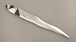 Letter Opener with 3 Inset Triangles of Azur Malachite - Photo 1