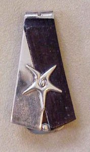 Rosewood and Silver Money Clip Has an Applied Star Fish - Photo 1