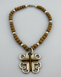 Gilded Silver Cross with Inset Jasper - Photo 1