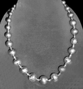 Necklace of Graduated Silver Hollow Beads Each - Photo 1