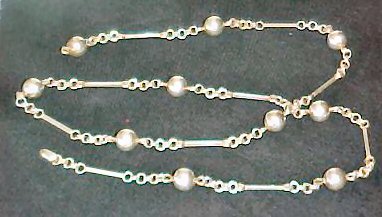 Long Silver Chain Necklace with Ten Silver Balls and Ten - Photo 1