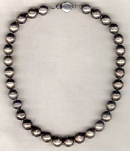 Necklace of Same Sized Silver Balls Strung on Cord - Photo 1