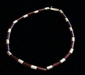 Rosewood and Silver Tube Necklace - Photo 1