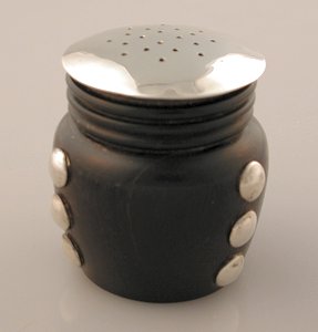 Pepper Shaker of Ebony with 3 Rows of 3 Vertical Silver - Photo 1