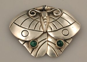 Moth Pin Set with Malachite - Photo 1