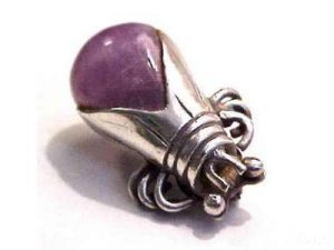 Pin with Amethyst Depicting a Stylized Bee or Other Insect - Photo 1