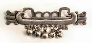 Pin of a Dugout Canoe with Five Caascabeles Hanging Below - Photo 1