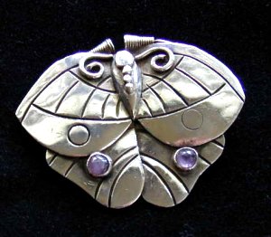 Moth Pin with Inset Amethysts - Photo 1