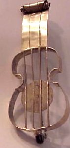 Obsidian Pin of a Guitar - Photo 1