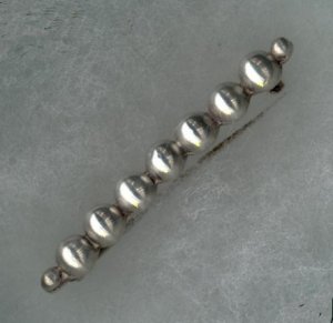 Simple Silver Bar Pin of Seven Half Balls in a Row - Photo 1