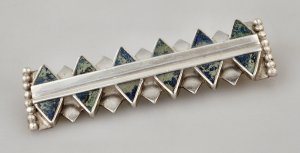 Bar Pin of Azur-Malachite Triangles - Photo 1