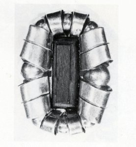 Pin with Curled Under Silver Ribbon Bands Surround - Photo 1