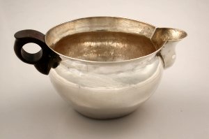 Open Cream Pitcher with Round Carved Rosewood Handle - Photo 1