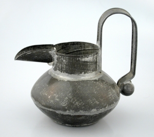 Tin Pitcher with Tall Strap Handle and Elongated Lip - Photo 1