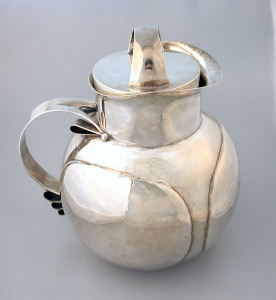 Rounded Silver Pitcher with Strap Handle - Photo 1
