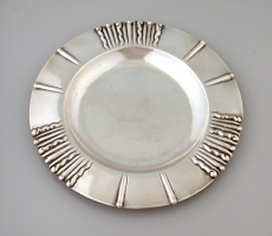 Plate with Repoussed Ribbed Design on Wide Rim - Photo 1
