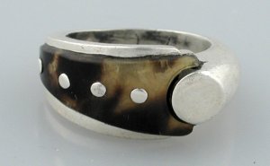 Ring with Tortoise Shell Wedge Shaped Band - Photo 1