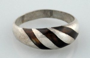 Ring with Tortoise Shell Diagonal Inserts - Photo 1