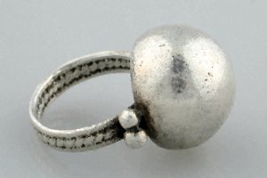 Ring with Hollow Silver Ball Flanked by 2 Beads on Each Side - Photo 1