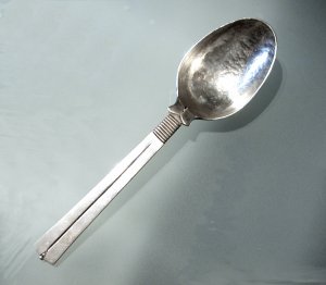 Salad Server Spoon of All Silver with Wrapped Wire Silver - Photo 1