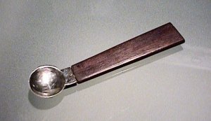Salt Spoon with Ebony Handle and Silver Bowl - Photo 1