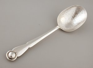 Salad Server Spoon with Flattened Silver Ball at End - Photo 1