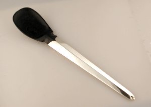 Large Serving Spoon with Ebony Bowl and Tapering Silver - Photo 1