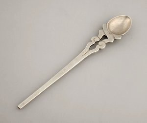 Long Tapered Handled Spoon with Pierced Area at Neck - Photo 1