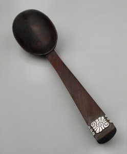 Rosewood Salad Serving Fork with Chased Silver Band - Photo 1