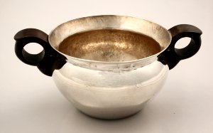 Open Sugar Bowl with Carved Round Rosewood Handles - Photo 1