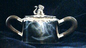 Covered Silver Sugar Bowl with Ebony Handles and a Seated - Photo 1