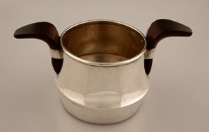 Contemporary Demi Tasse Sugar Bowl with Rosewood Handles - Photo 1