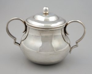 Lidded Traditional Sugar Bowl with Silver Handles - Photo 1