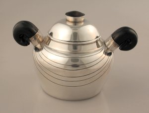 Provincial Pattern Lidded Silver Sugar Bowl with Rosewood - Photo 1