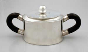 Covered Sugar Bowl with Silver Ball on Top of Lid - Photo 1