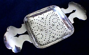 Handled Square Tea Strainer with Pierced Design and Stars - Photo 1