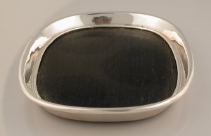 Tray with Ebony Base and Silver Gallery with Rolled Edge - Photo 1
