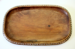 Long Sabino Wood Tray with Inset Silver Circles - Photo 1