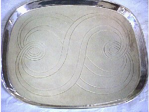 Large Silver Tray with Incised Swirls and Loops - Photo 1