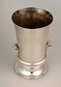 Flared Urn Shaped Vase with Silver Scrolls on Each Side - Photo 1