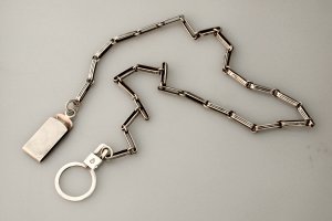 Watch Fob Chain of Elongated and Striated Links - Photo 1